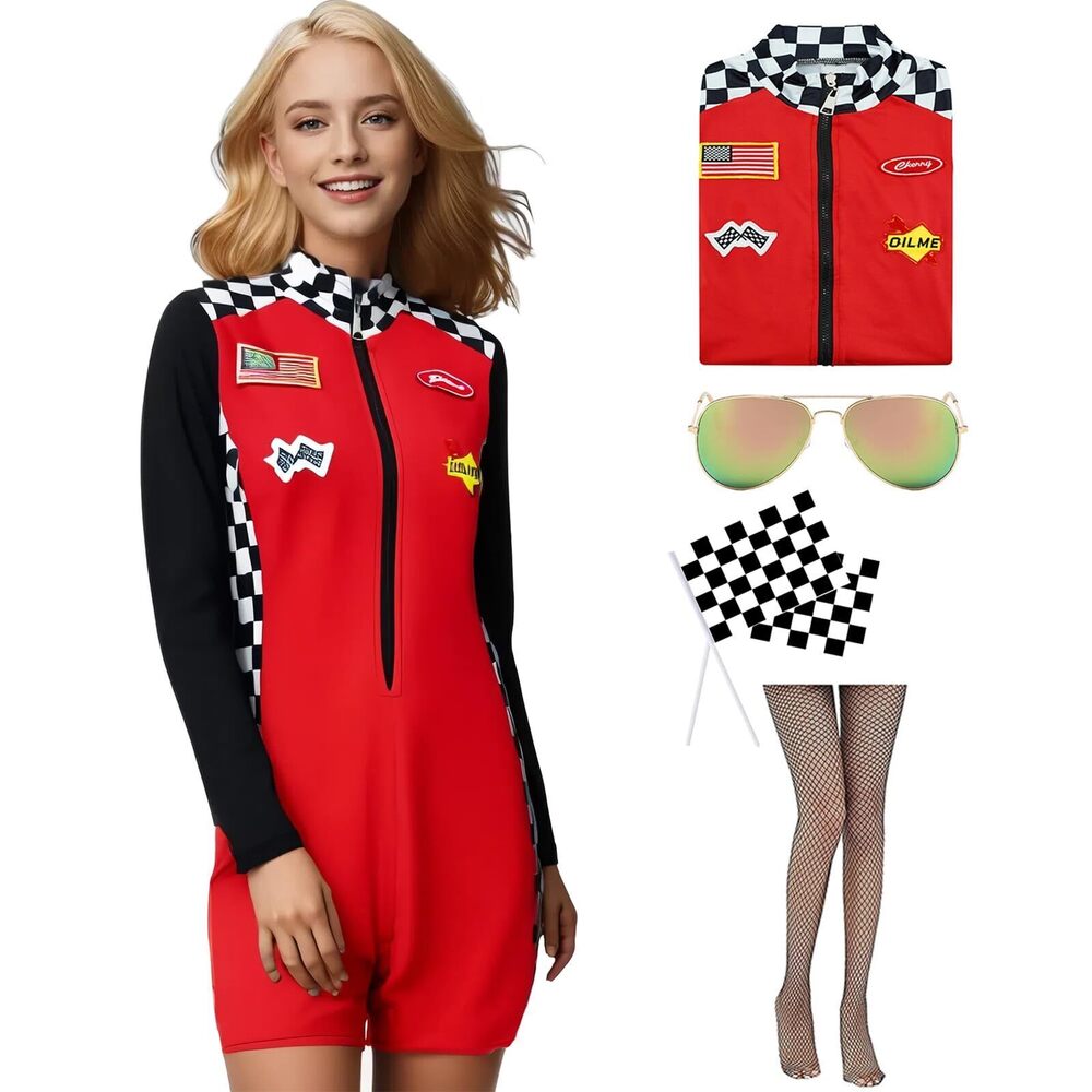 2397 Racer-Costume -Race Car Driver-Jumpsuit, Sexy Racer Jumper Bodysuit